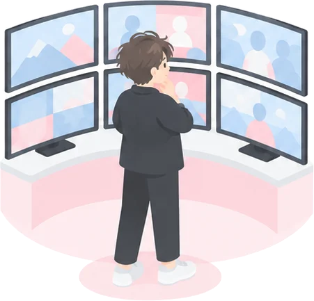 モニターを確認するディレクターのイラスト